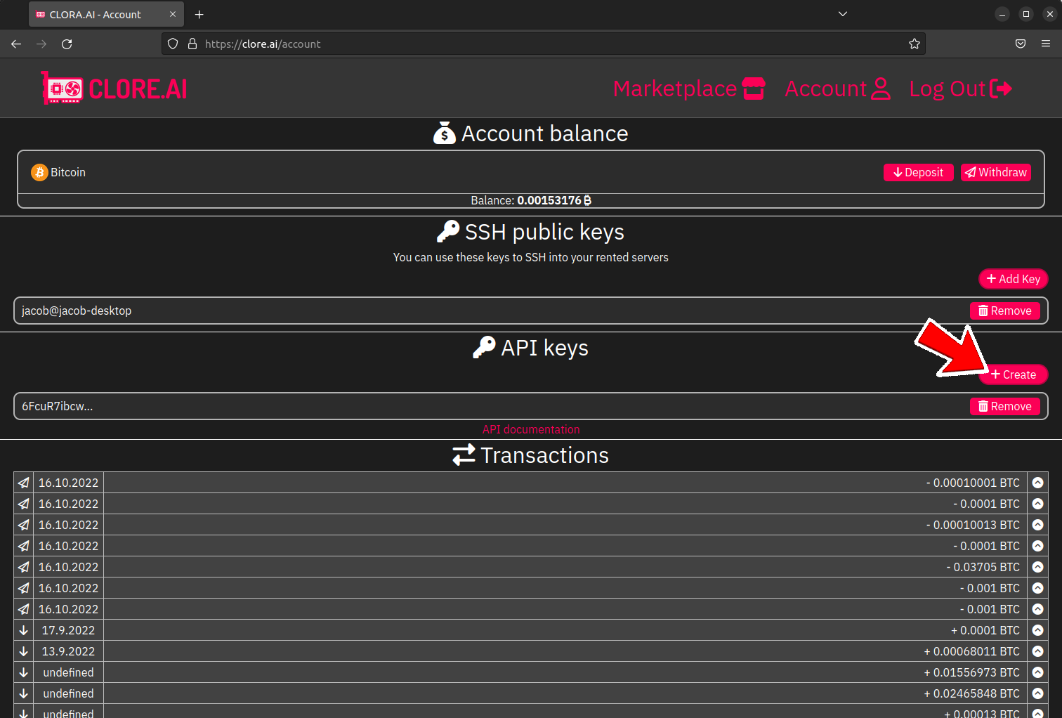 Create API Key alt text